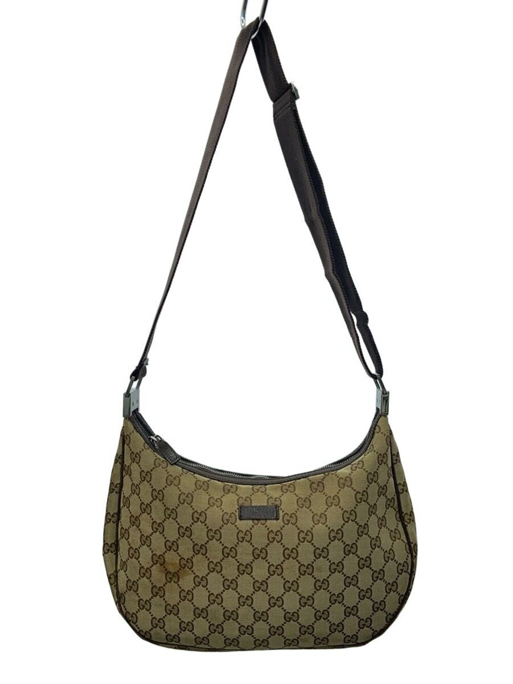 Gucci GG Canvas Half Moon Hobo messenger bag monogram Brown